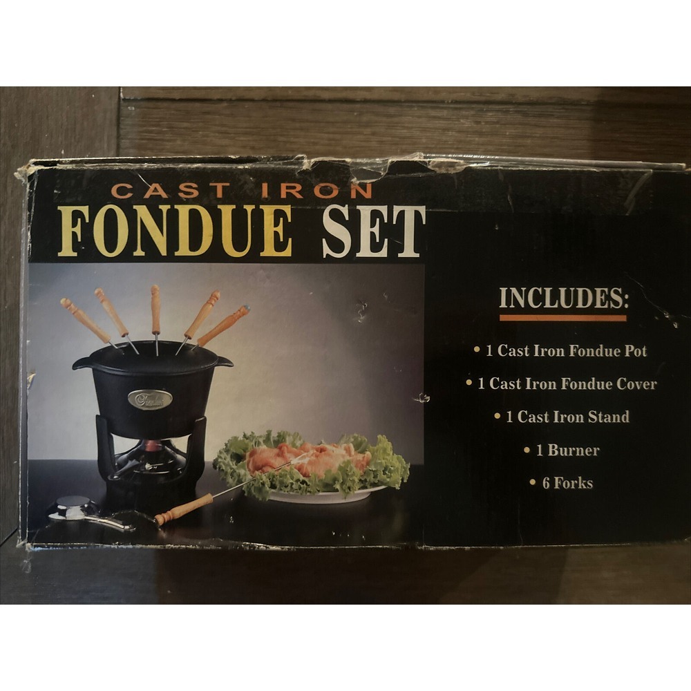CAST IRON FONDUE SET NIB